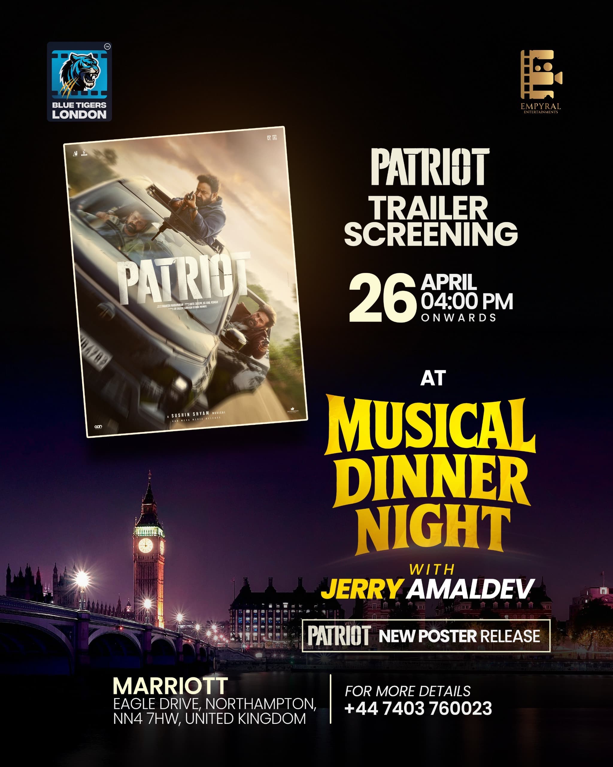 BLUETIGERS MUSICAL DINNER NIGHT AND PATRIOT NEWPOSTER RELEASE